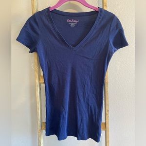 Ladies’ Lilly Pulitzer Navy V-Neck Fitted Tee Size XS